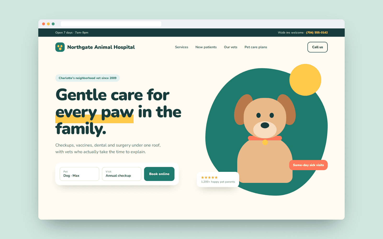 Northgate Animal Hospital website concept