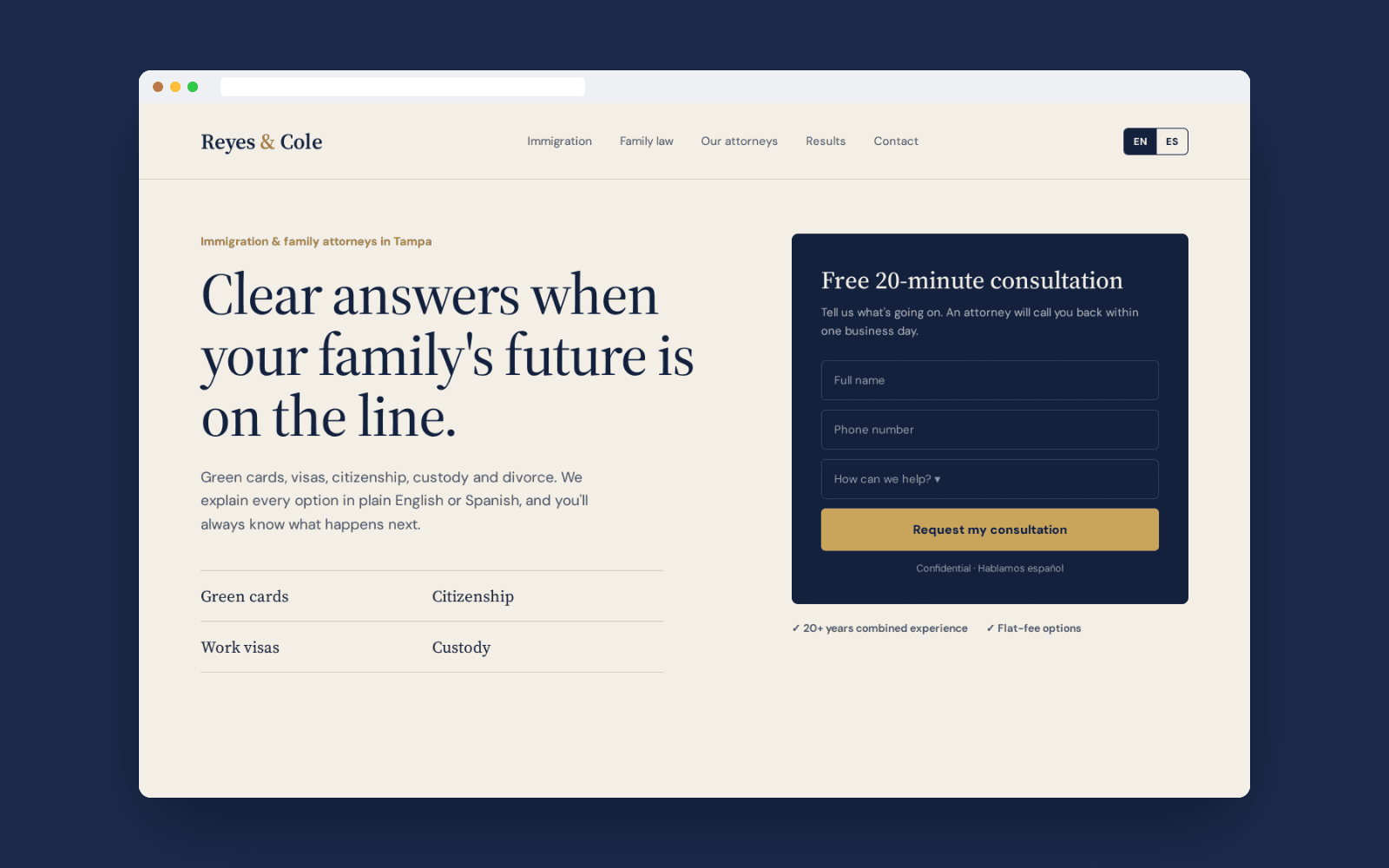 Reyes & Cole website concept